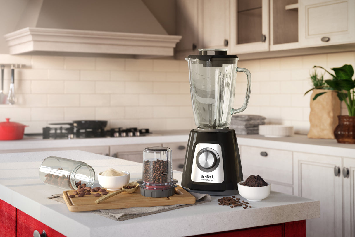 Licuadora Tefal Bl438831 Blendforce 800 W, Jarra Vidrio 1,25 L, Pica Hielo, Negro