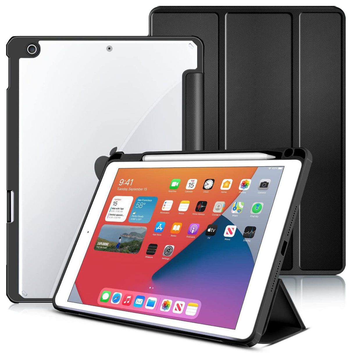 Estuff Es68200001-Bulk Funda Para Tablet Ipad 10.2 (2019), Ipad 10.2 (2020), Ipad 10.2 (2021)  25,9 Cm (10.2") Folio Negro, Transparente
