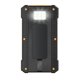 Bateria Externa Power Bank  6000  Solar 2 Puertos Usb-A De Control De Calidad Y 1 Puerto Usb-C Negro Naranja