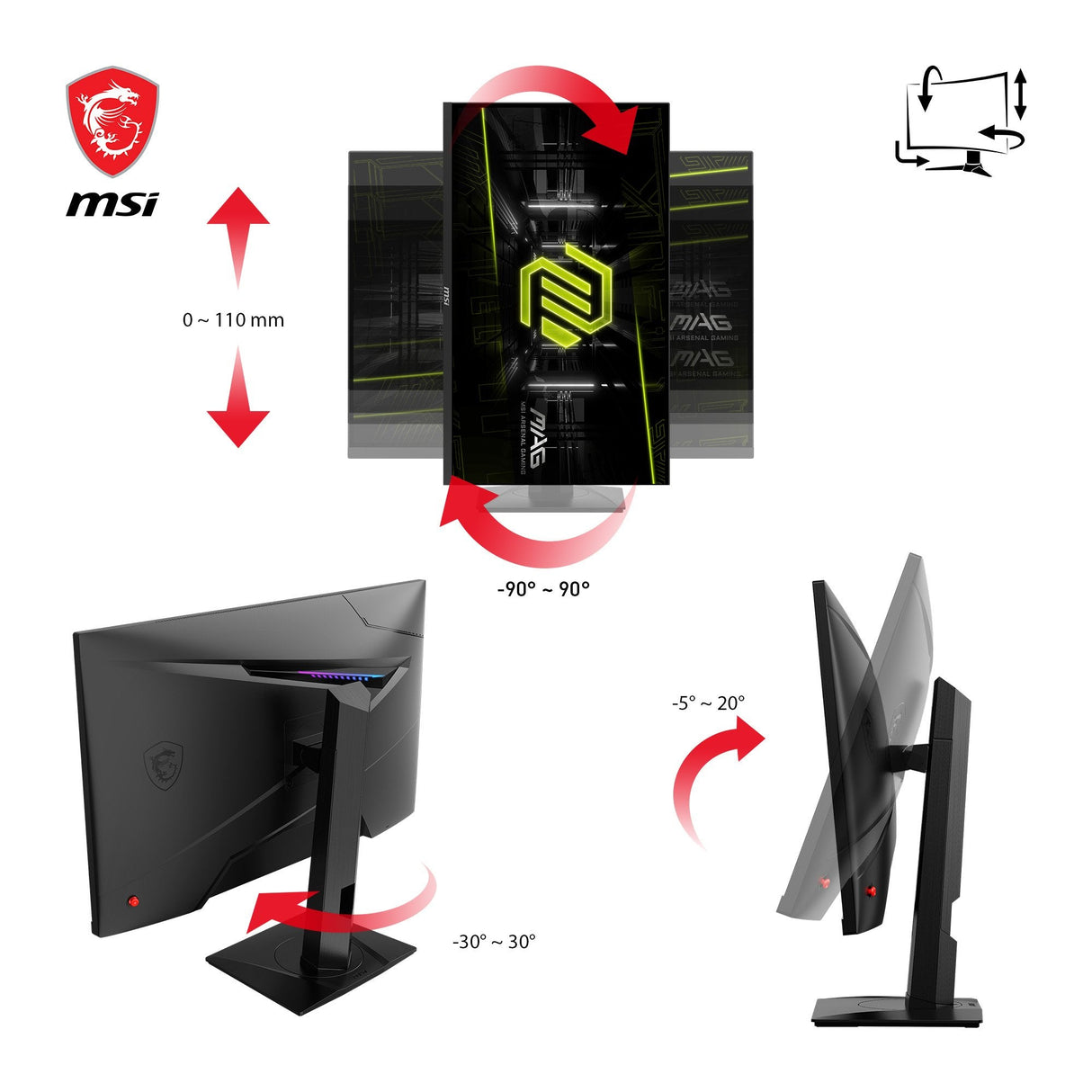 Monitor Gaming  Msi Mag 274qrfde Qd E2 (27 Pulgadas), Negro, Wqhd, Rapid Ips, Hdr, Adaptive-Sync, Panel De 180hz 9s6-3cc29h-223