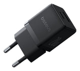 Palm Fast Charger C+U 20w Eu Cluster Black (With Baseus Mini White Cable Usb-C To Usb-C 60w (20v/3a) 1m Cluster Black)