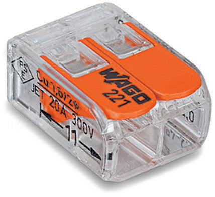 Wago 221-412 Conector Cage Clamp Naranja, Transparente