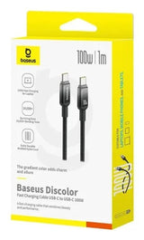 Discolor Series Fast Charging Cable Usb-C To Usb-C 100w 1m Cluster Black