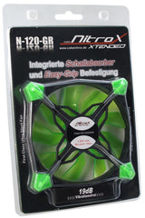 Inter-Tech Cobanitrox N-120-Gr Carcasa Del Ordenador Ventilador 12 Cm Negro, Verde Negro/Verde, Ventilador, 12 Cm, 1200 Rpm, 19 Db, 90 Cfm, 152,91 M³/H