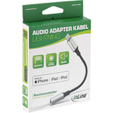 Adaptador De Audio Lightning Inline, Para Ipad, Iphone, Ipod, Plateado/Negro, 0,1 M Con Certificación Mfi
