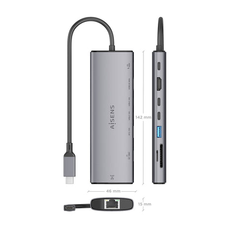 EAN 8435739903612 - AISENS ASUC-8P033-GR base para portátil y replicador de puertos Alámbrico USB 3.2 Gen 1 (3.1 Gen 1) Type- imagen 4