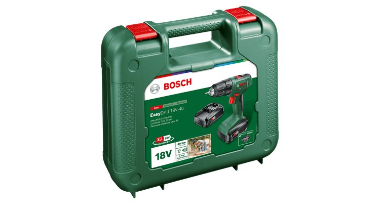 Taladro  Bosch  Inalámbrico Easydrill 18v-40 Verde/Negro, 2x Batería Li-Ion 1,5ah, Maletín, Power For All Alliance 06039d8002