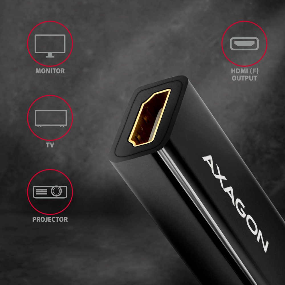 Axagon Rvdm-Hi14n Mini-Displayport Zu Hdmi Adaptador, 4k/30 Hz, 15 Cm Lang - Negro