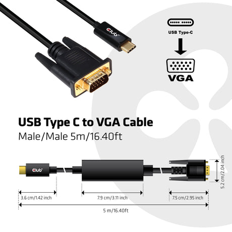 EAN 8719214471231 - CLUB3D cac-1512 5 m USB Tipo C VGA (D-Sub) Negro imagen 2