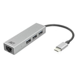 Hub Usb-C Y Adaptador Ethernet, Número De Puertos: 3x Usb A Hembra, Con 1 Puerto De Red Gigabit, Longitud De Cable 0,15 M, Carcasa De Aluminio