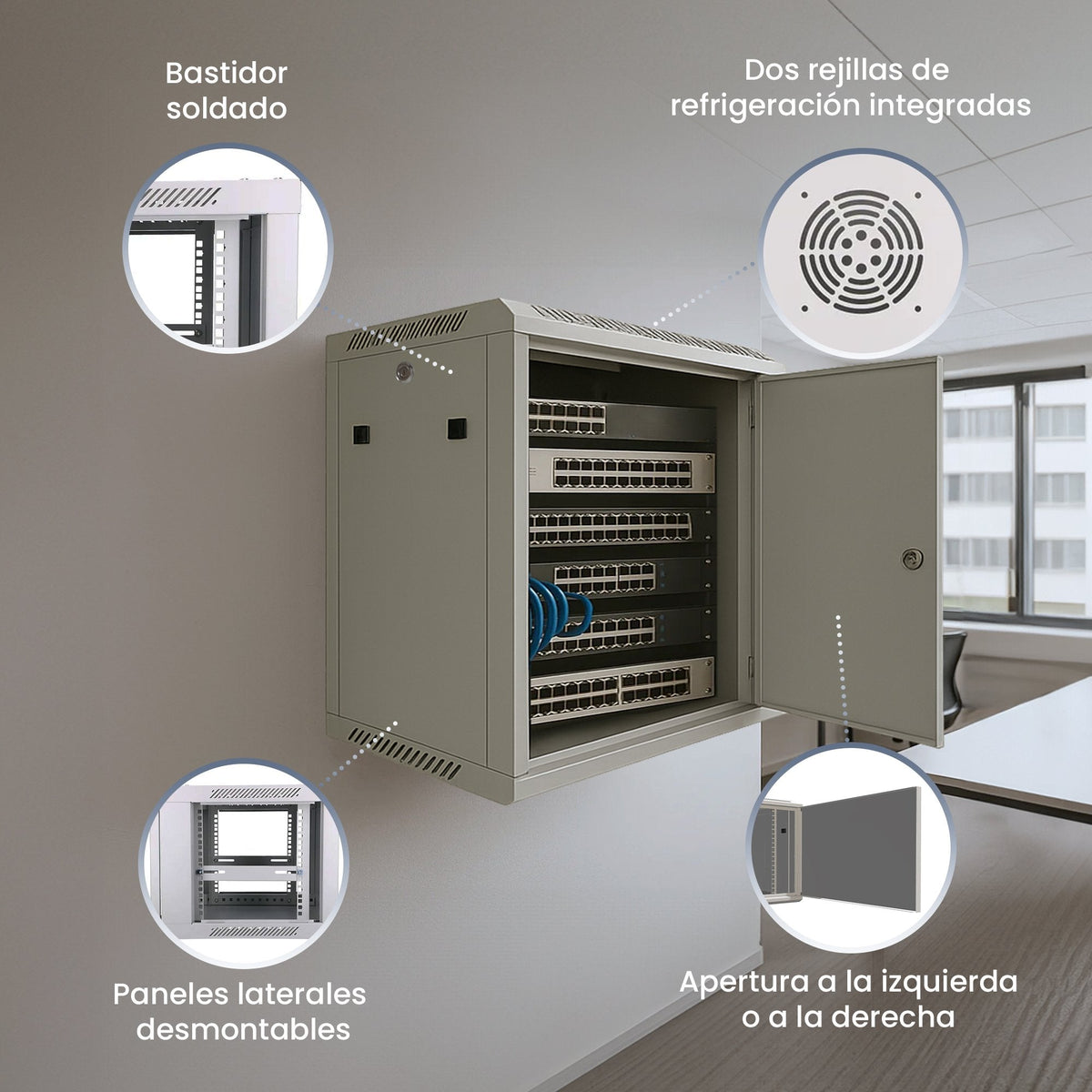 Armario Pared Extralink-19 "6u 450mm Gris