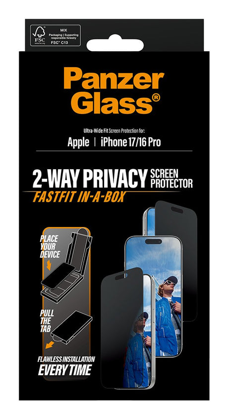 EAN 5715685030529 - PanzerGlass ® Privacy Screen Protector iPhone 17 | iPhone 16 Pro | Ultra-Wide Fit w. FASTFIT IN-A-BOX Pro imagen 3