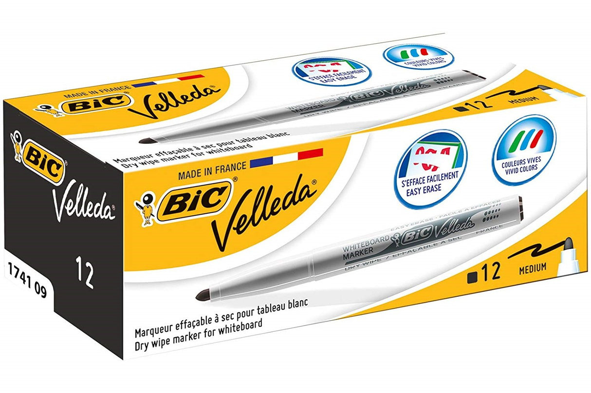 Caja De Rotuladores Para Pizarra Bic Velleda 9581711 2mm 12 Unidades Negros