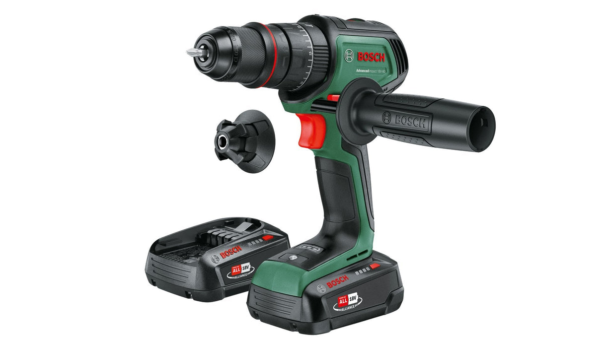 Bosch  Taladro Combinado A Batería Advancedimpact 18v-80 Quicksnap Verde/Negro, 2x Batería Li-Ion 2,5ah, Maletín, Power For All Alliance 06039e2102