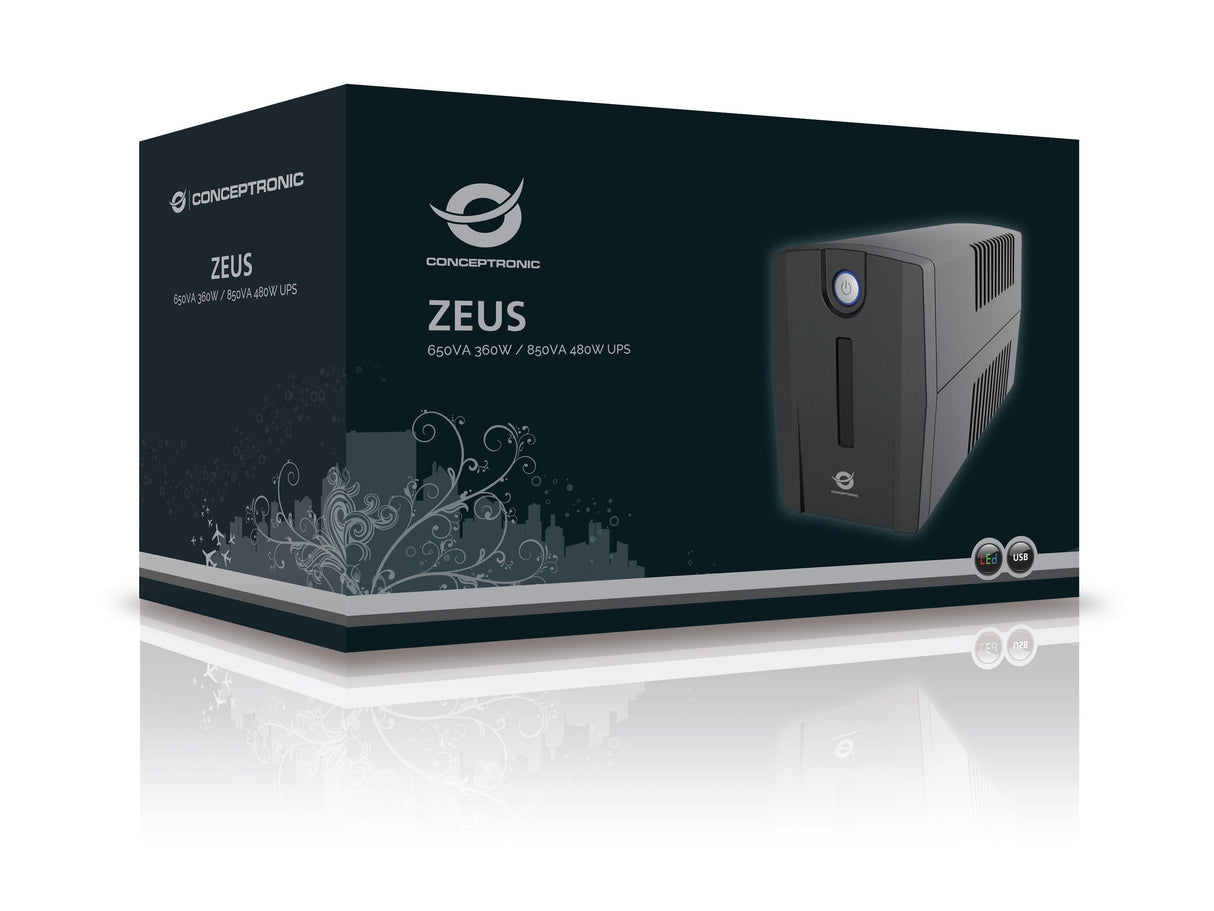 Conceptronic Sai 650va 360w Proteccion Puerto  2 Shucko Lan Modem Zeus 01es