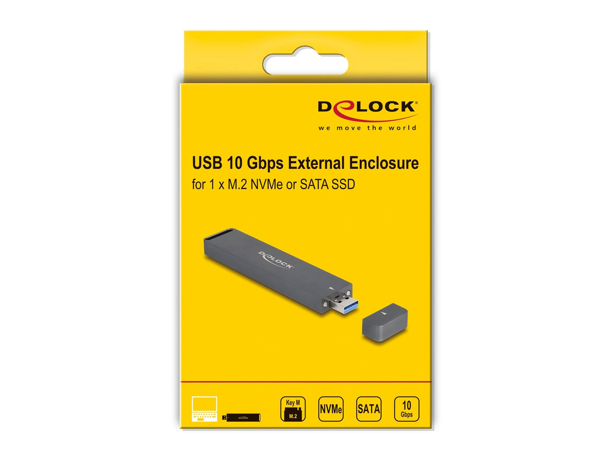 Delock 42021 Caja Externa Para Ssd M.2 Nvme Pcie O Ssd Sata Con Usb 10 Gbps Tipo-A Macho