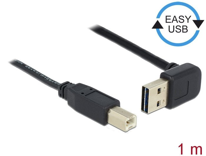 Delock Cable Easy-Usb 2.0 Typ-A Stecker Gewinkelt Oben   Unten > Usb 2.0 Typ-B Stecker 1 M