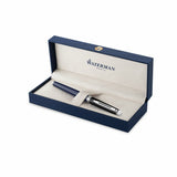 Pluma Estilográfica Waterman Hémisphère | Lacado Negro Y Azul Con Adornos De Paladio | Plumín Fino De Acero Inoxidable | Estuche De Regalo