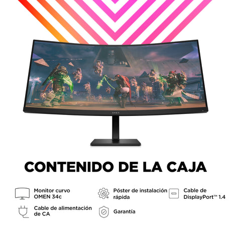 EAN 0197029618894 - OMEN by HP 34 inch WQHD 165Hz Curved Gaming Monitor - OMEN 34c pantalla para PC 86,4 cm (34") 3440 x 1440 imagen 9