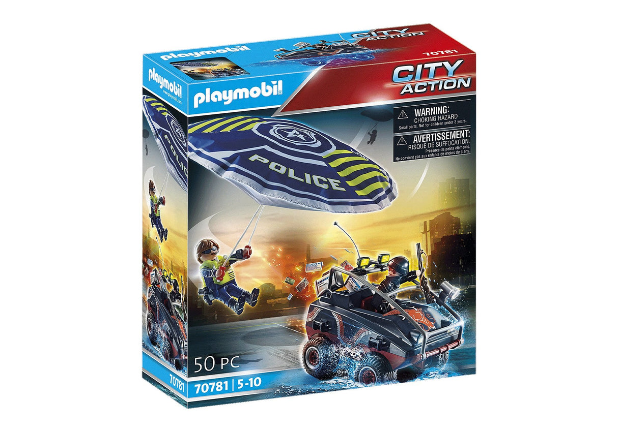 Playmobil 70781 Paracaídas De La Policía: Persiguiendo El Vehículo Anfibio
