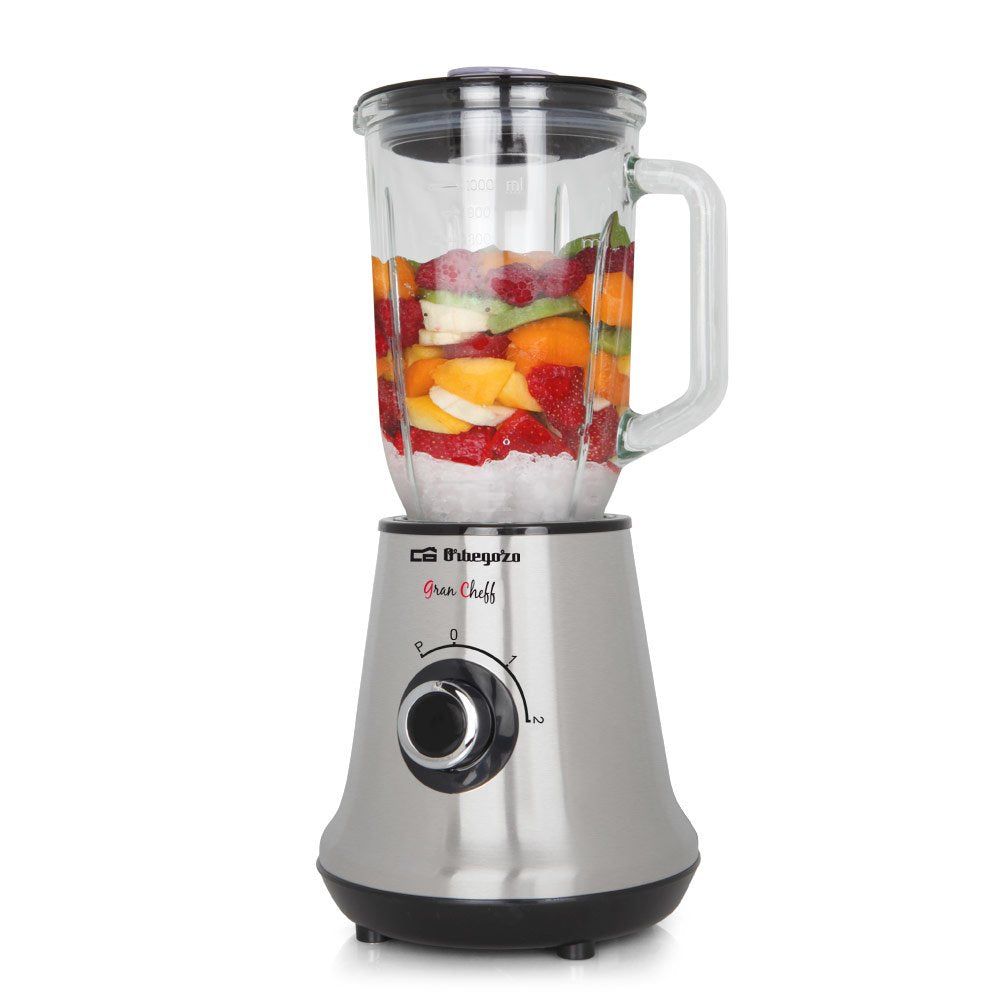 Orbegozo Bv 3500 Batidora De Vaso Saludable - Jarra De Cristal 1.5l - Cuchilla Acero Inoxidable - 2 Velocidades -
