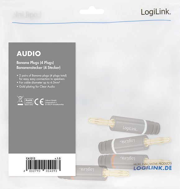 Logilink Audio, Wtyk Bananowy Zestaw