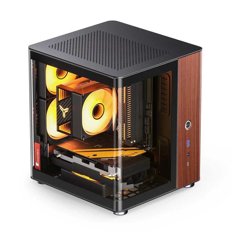 Jonsbo Tk-0 Pc Carcasa, Mini-Tower, Mini-Itx, Tempered Glass, Madera - Negro