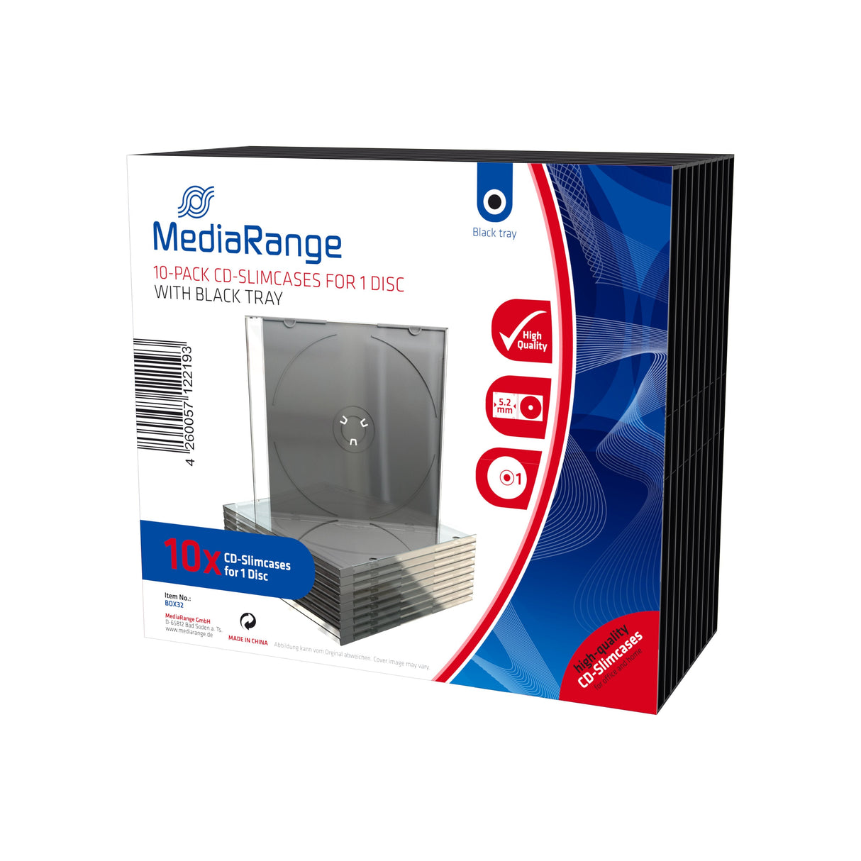 Mediarange Box32 Funda Para Discos Ópticos Funda De Dvd 1 Discos Negro, Transparente 10 Uds
