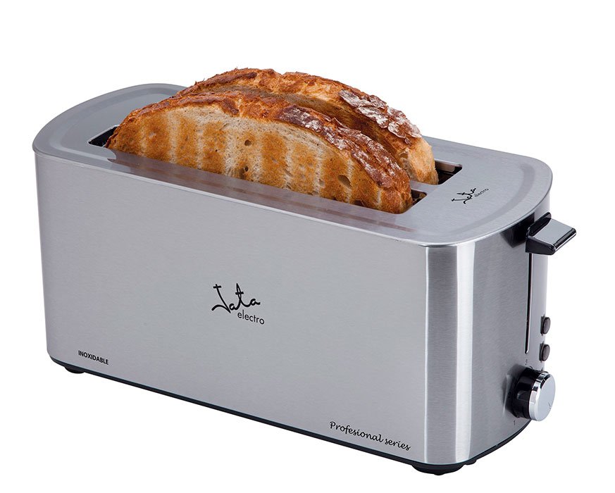 Tostadora De Pan Jata Tt1046 1400w Cuerpo Acero Inox 2 Ranuras 255*40mm 5 Posiciones Tostado Pulsador Parada Voluntaria