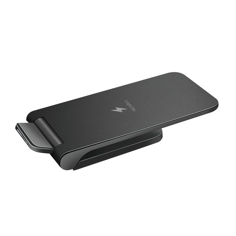 Logilink Wireless Quick Charging Stand 15 W, Twin Coil, Negro
