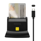 Aisens Lector De Tarjetas Inteligente Dni Con Lector Sim, Sd, Mirosd, Mmc, Rs-Mmc, Mmc Micro, Usb-C, Negro