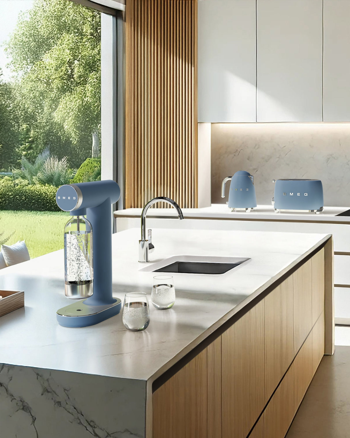 Tostadora Smeg 2x2 Estilo Años 50 Azul Tormenta Mate Tsf01sbmeu