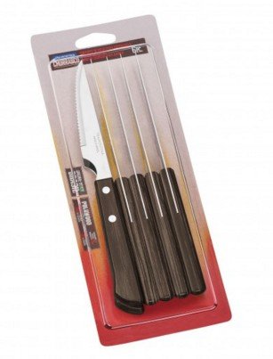 Juego De Cuchillos De Asado 6 Piezas Polywood Castaño Tramontina