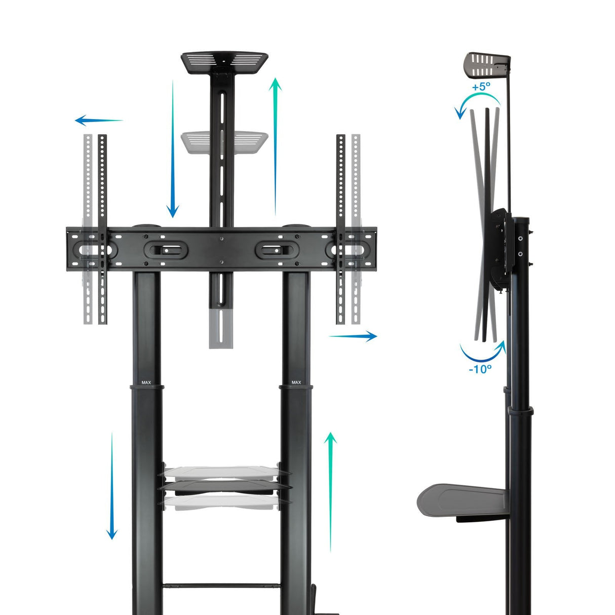 Tooq Soporte Suelo Ruedas Regulable 60-100 - Negro