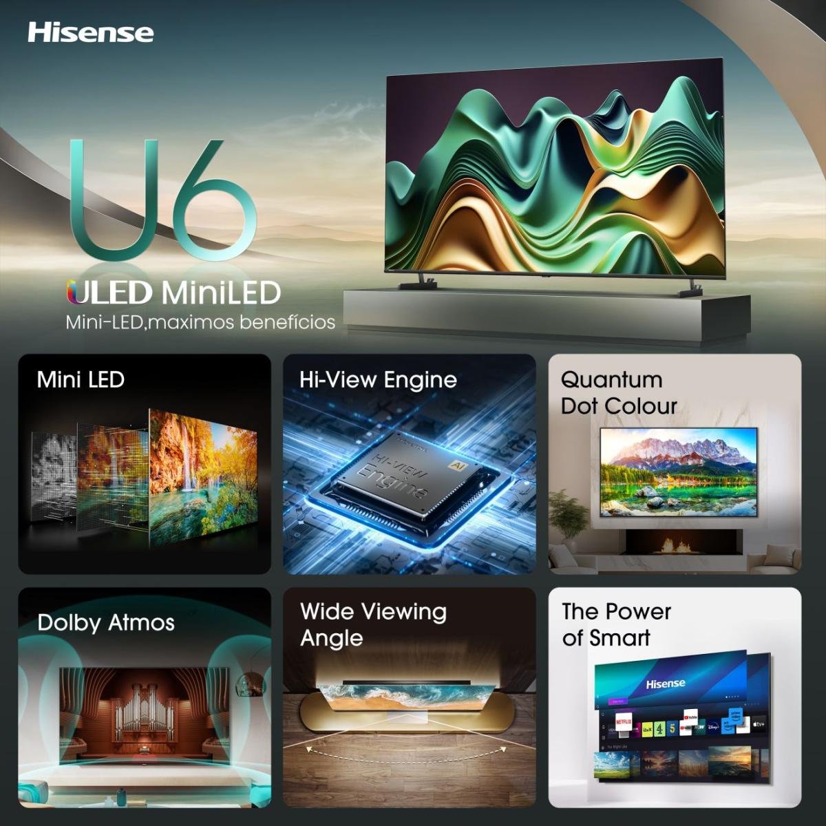 EAN 6942351404042 - Hisense 65U6NQ 165,1 cm (65") 4K Ultra HD Smart TV Wifi Gris 600 cd / m² imagen 4