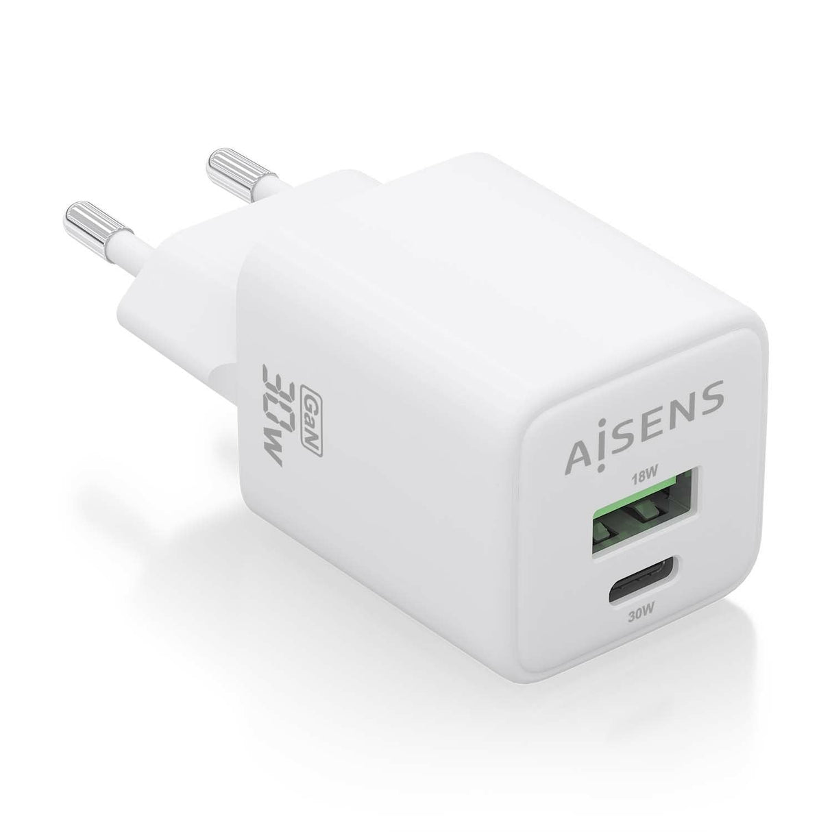 Aisens Cargador Gan 30w, 1xusb-C Pd3.0 Qc4.0, 1xusb-A Qc3.0, Blanco