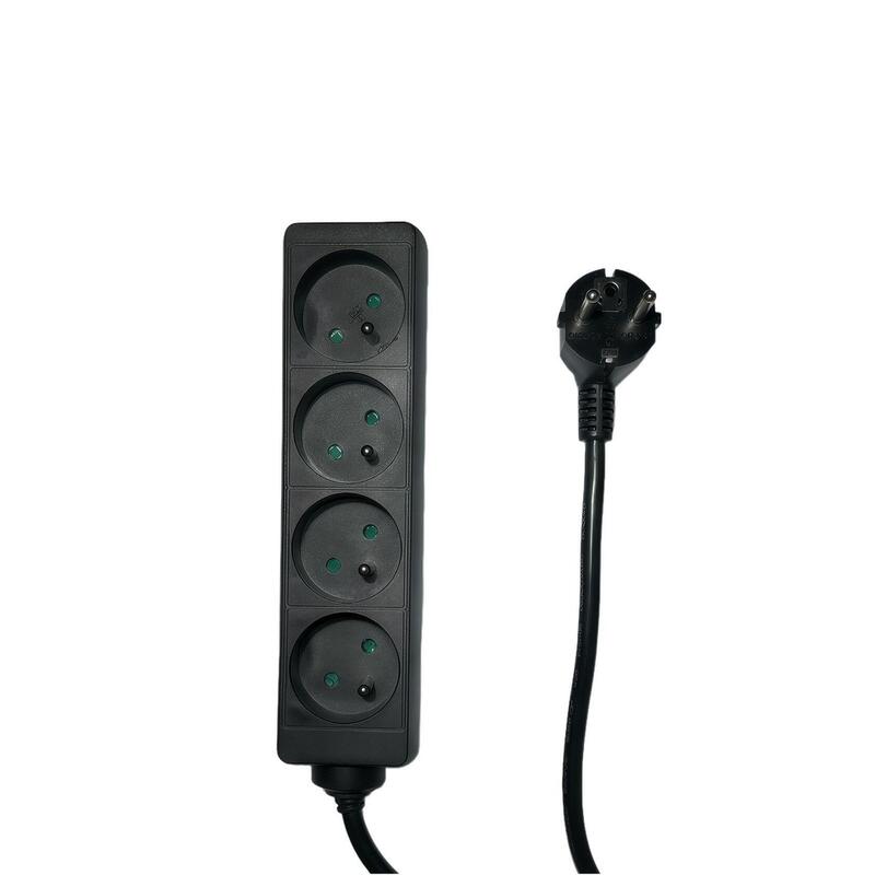 4-Way Power Strip French Type  E, 1.5m Black