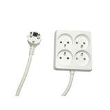 4-Way Power Strip Square  French Type E, 1.5m White