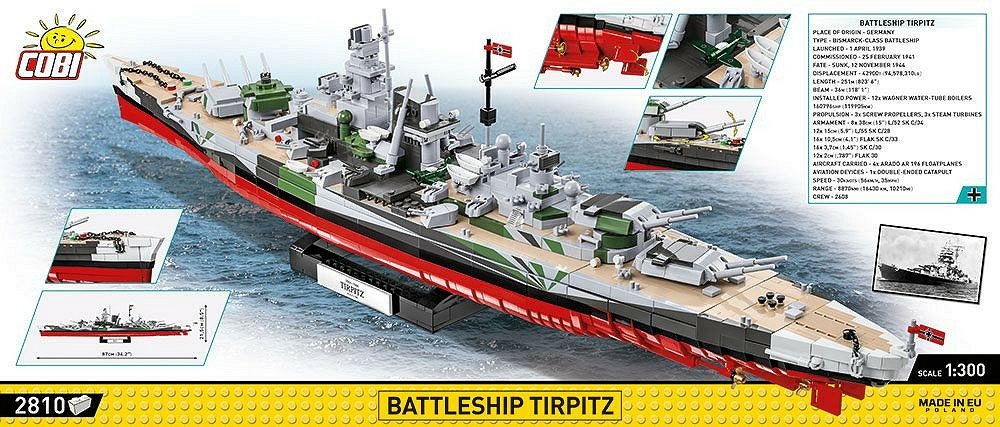 Juguete De Construcción Cobi Acorazado Tirpitz, Escala 1:300 Cobi-4839