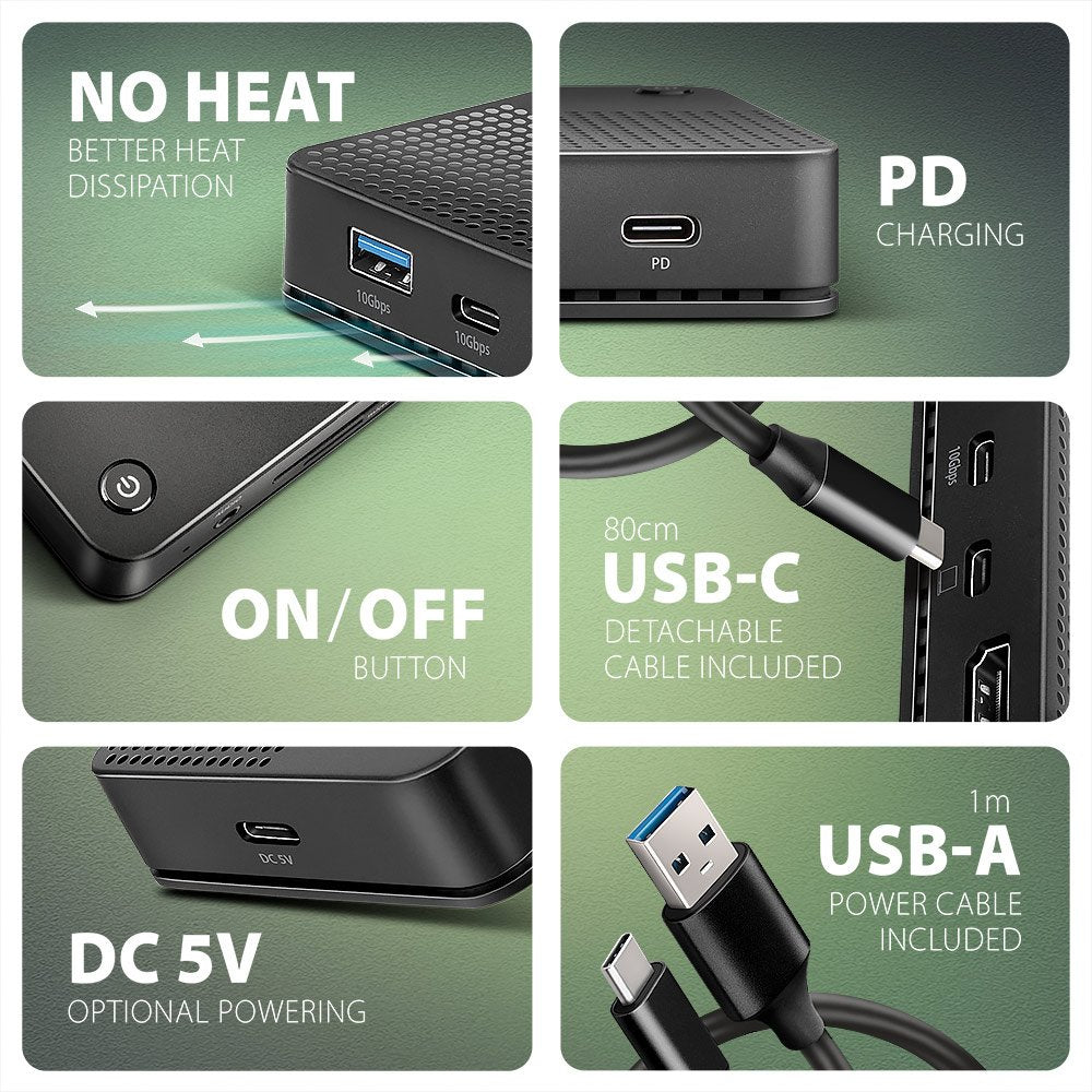 Hmc-U4 Hub Multiportátil Usb 12 En 1 Usb 4.0 40 Gbps Lan Hdmi Dp Pd Audio
