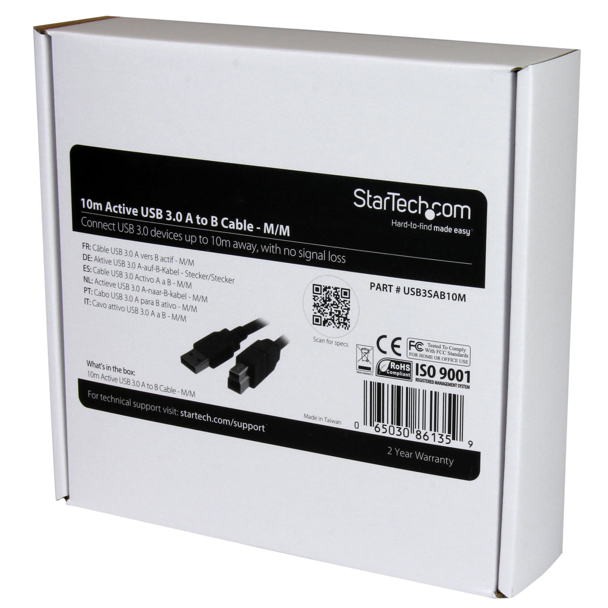 EAN 0065030861359 - StarTech.com USB3SAB10M cable USB USB 3.2 Gen 1 (3.1 Gen 1) USB A USB B 5 Gbit/s Negro imagen 4