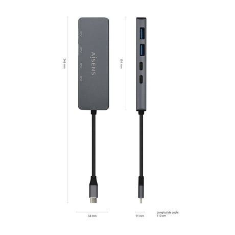 EAN 8436574709186 - AISENS A109-0744 hub de interfaz USB 3.2 Gen 1 (3.1 Gen 1) Type-C 5000 Mbit/s imagen 3