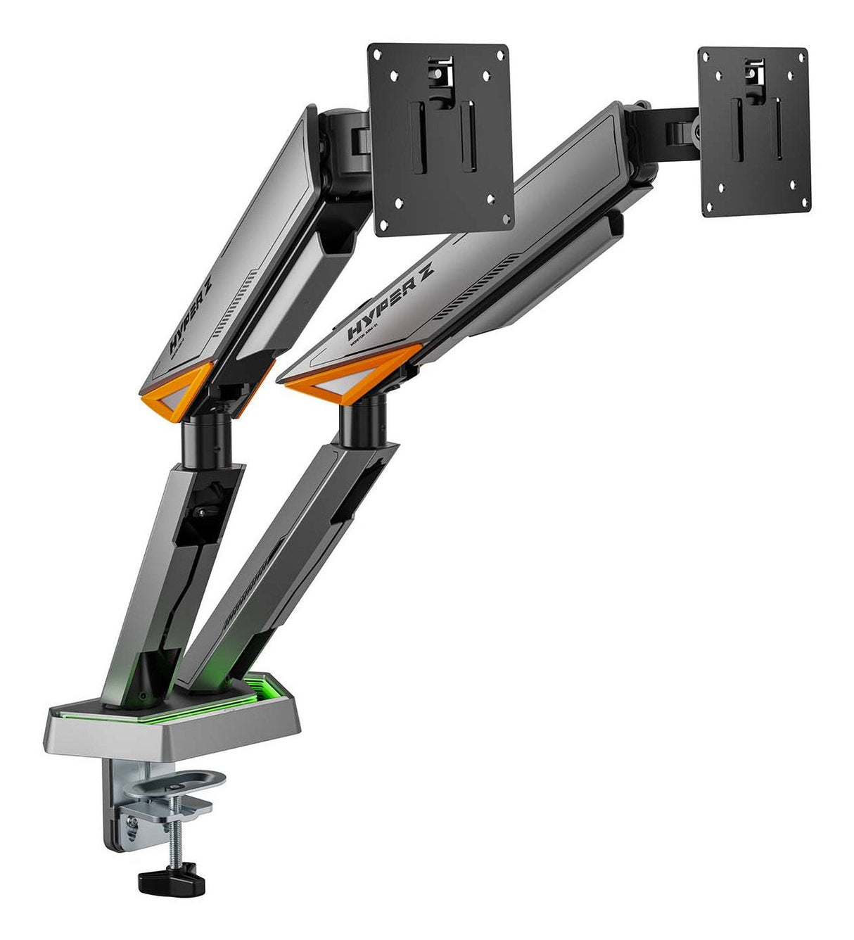 Aisens Soporte De Mesa Rgb Gaming Contrapeso Giratorio E Inclinable Para Monitor/Tv 16kg (3 Pivotes, 2 Brazos) De 17-38, Negro-Gris