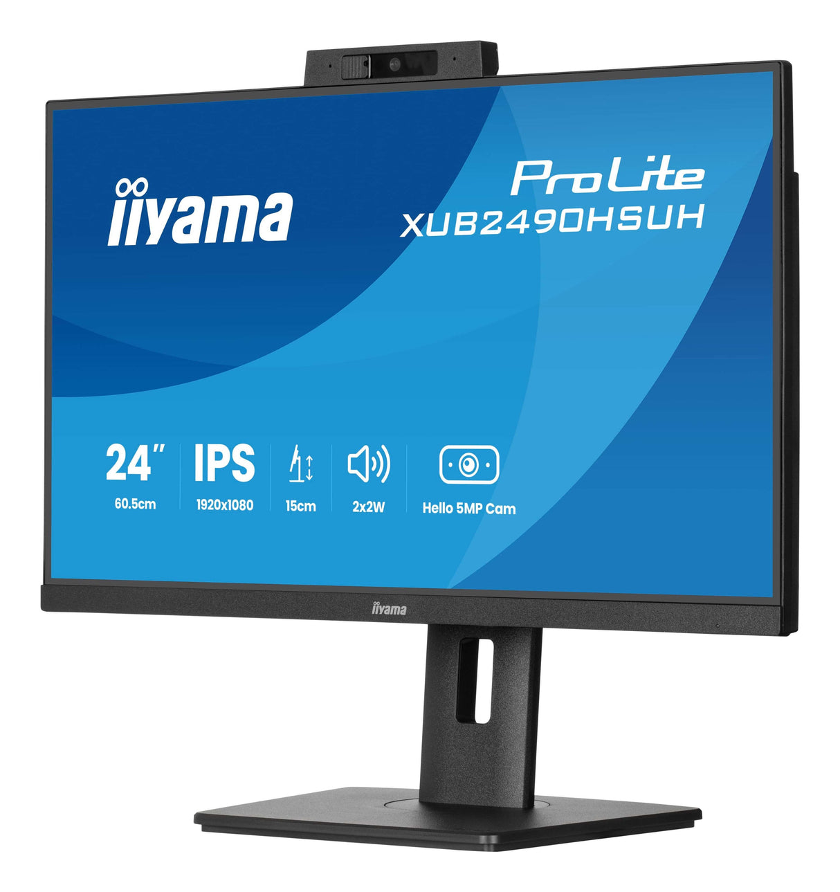 Monitor Iiyama 24" Prolite Xub2490hsuh-B2 Led  (Matt), Fullhd, Ips, Webcam, Micrófono, Cubo Usb, Panel De 100hz Xub2490hsuh-B2 Negro