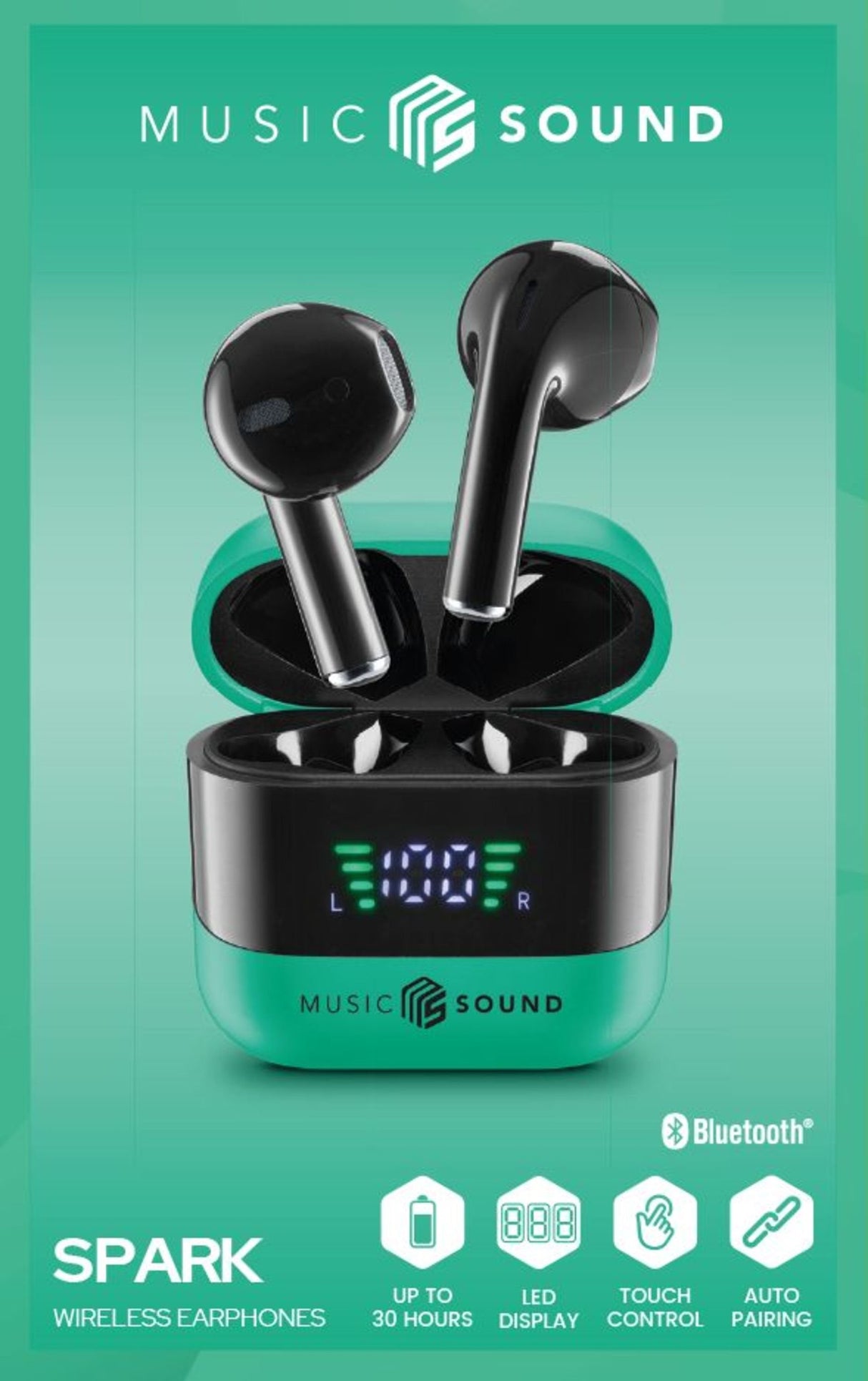 Auriculares Music Sound 8018080488641 Llamadas/Música Bluetooth Verde