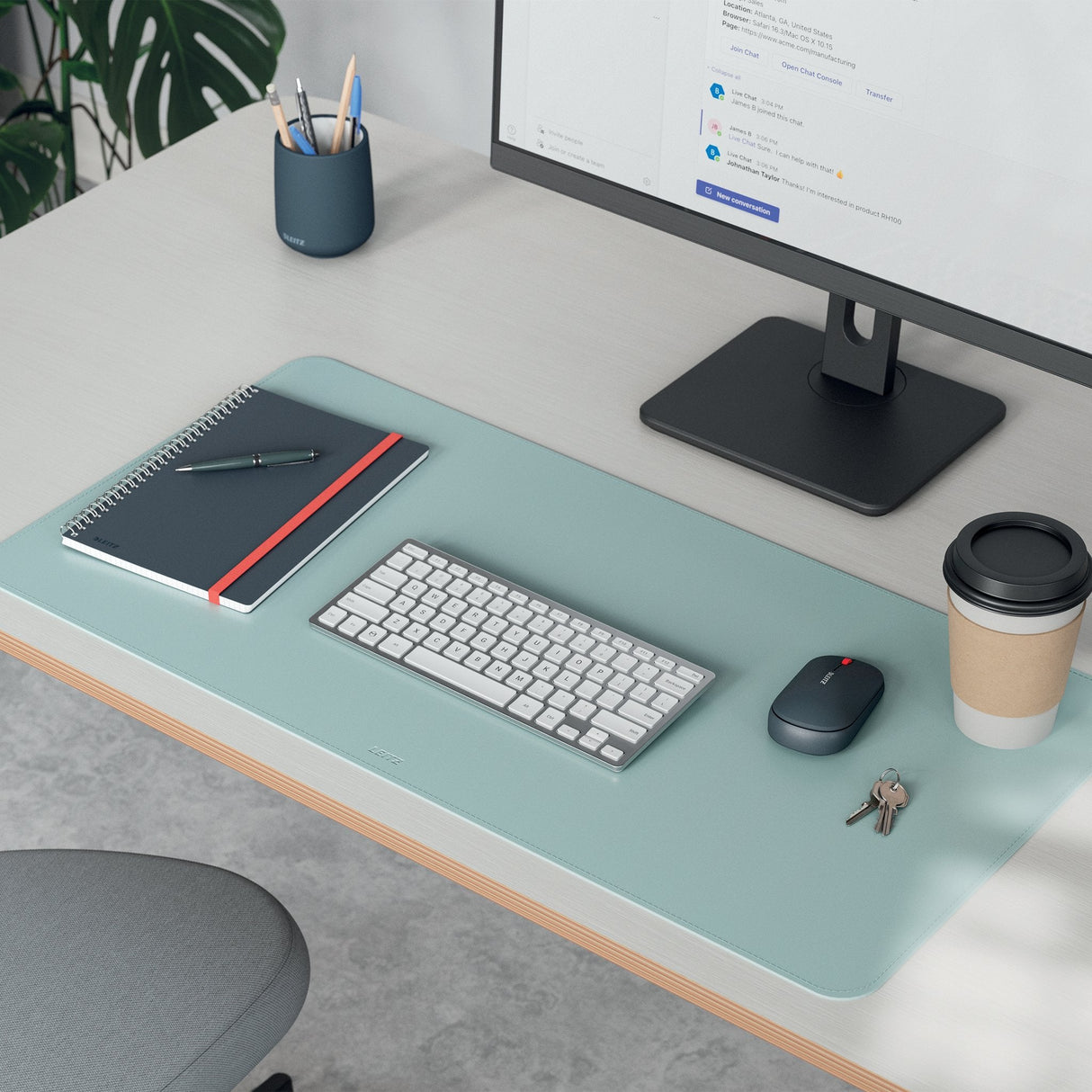 Leitz Alfombrilla De Escritorio Grande 80x40cm - Espesor 2mm - Antideslizante - Impermeable - Verde Menta