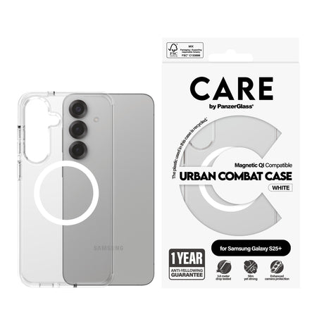 EAN 5715685017001 - PanzerGlass CARE™ by ® Urban Combat Case Transparent w. White Qi Compatible Samsung Galaxy S25+ funda par imagen 2