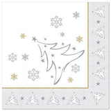 Papstar Servietten X-Mas Elegance Weihnachtsbaum, Plateado 50 Unidades