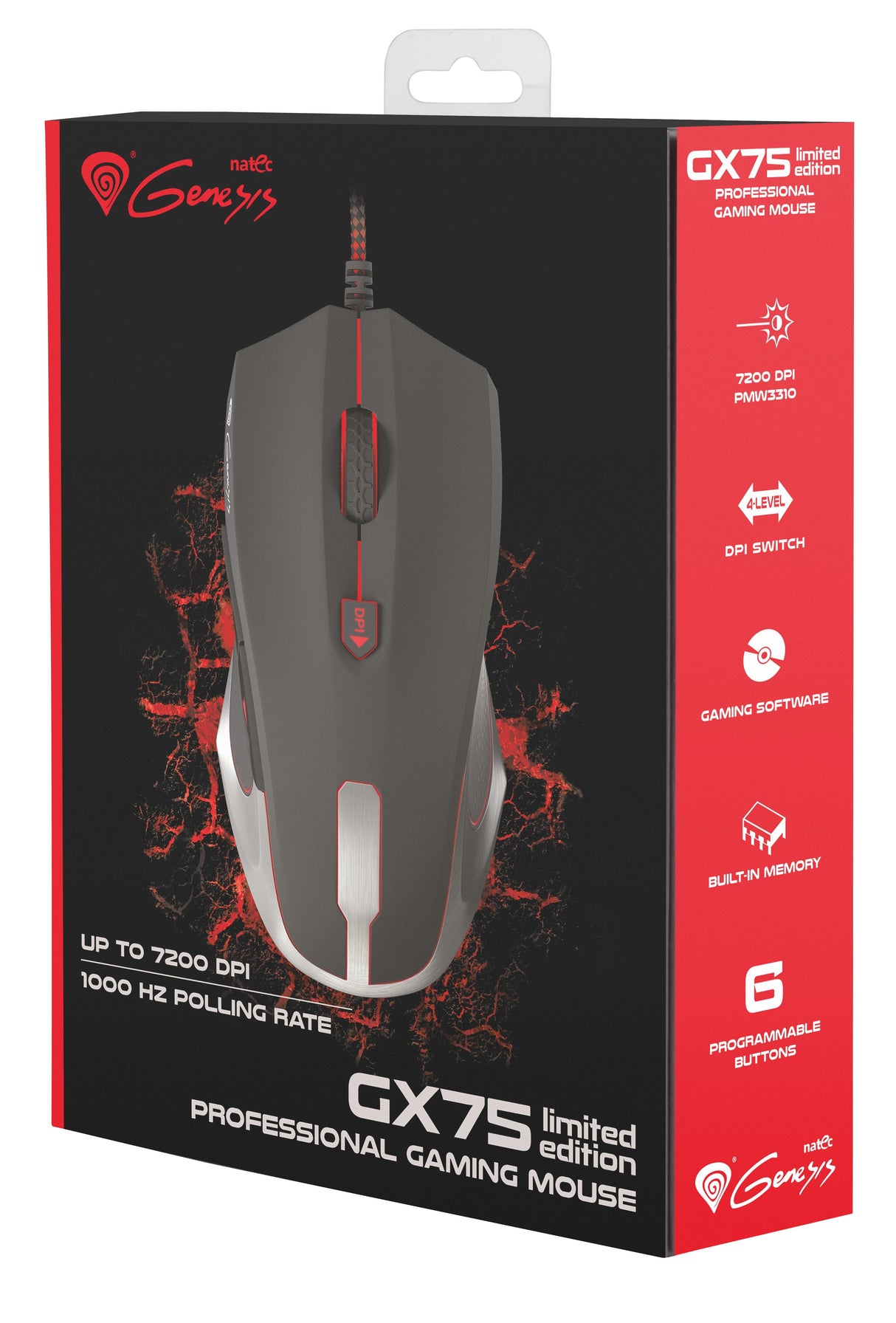 Natec Genesis Gx75 Limited Edition Ratón Usb Tipo A Óptico 7200 Dpi Ambidextro