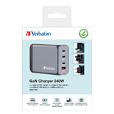 Cargador Gan De Pared Universal Verbatim Gnc-240 3xusb Tipo-C 1xusb 240w